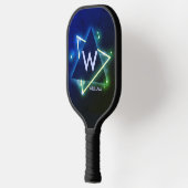 変更イニシャル名前の追加ブルー宇宙三角形 ピックルボールラケット (左)