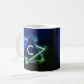 変更イニシャル名前の追加ブルー宇宙角度A B C D コーヒーマグカップ (正面左)