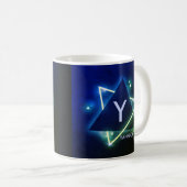 変更イニシャル名前の追加ブルー宇宙角度X Y Z コーヒーマグカップ (正面右)
