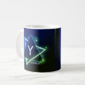 変更イニシャル名前の追加ブルー宇宙角度X Y Z コーヒーマグカップ (正面左)
