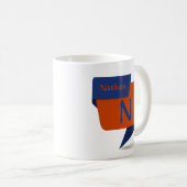 変更イニシャル名前の追加Blue Orange - M N O P Q コーヒーマグカップ (正面右)
