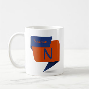 変更イニシャル名前の追加Blue Orange - M N O P Q コーヒーマグカップ