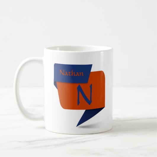 変更イニシャル名前の追加Blue Orange - M N O P Q コーヒーマグカップ (左)