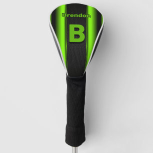 変更イニシャル名前の追加Green & Black ストライプ Options G ゴルフヘッドカバー