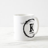 変更イニシャル名前ひずんだ円I J K L コーヒーマグカップ (正面右)