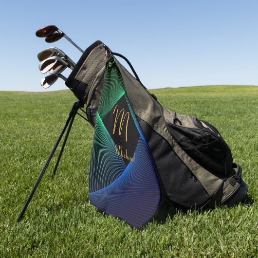 変更イニシャル名前を追加ジオメトリグリーンブルー旋回 ゴルフタオル (グリーン)