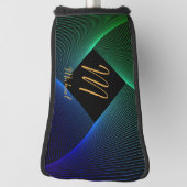 変更イニシャル名前を追加ジオメトリグリーンブルー旋回 ゴルフヘッドカバー (回転90)