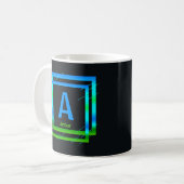 変更イニシャル名前を追加Blue Green Square A B C D コーヒーマグカップ (正面左)