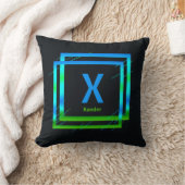 変更イニシャル名前を追加Blue Green Squares X Y Z C クッション (ブランケット)