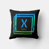 変更イニシャル名前を追加Blue Green Squares X Y Z C クッション (裏面)