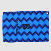 変更イニシャル名前を追加Blue Woven Metalテクスチャ   ゴルフタオル (横)