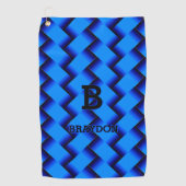 変更イニシャル名前を追加Blue Woven Metalテクスチャ   ゴルフタオル (正面)