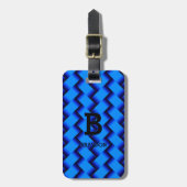 変更イニシャル名前を追加Blue Woven Metalテクスチャ ラゲッジタグ (正面縦)