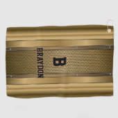 変更イニシャル名前を追加Brown Tan Beige Texture Go ゴルフタオル (横)