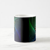 変更イニシャル名前を追加Green Blue Swirl A B C D E コーヒーマグカップ (中央)