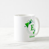 変更イニシャル名前を追加Green White Circle E F G H コーヒーマグカップ (正面右)