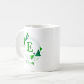 変更イニシャル名前を追加Green White Circle E F G H コーヒーマグカップ (正面左)