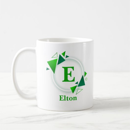変更イニシャル名前を追加Green White Circle E F G H コーヒーマグカップ (左)