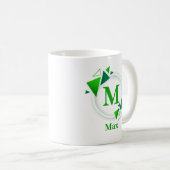 変更イニシャル名前を追加Green White Circle M N O P コーヒーマグカップ (正面右)