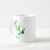 変更イニシャル名前を追加Green White Circle M N O P コーヒーマグカップ (正面左)