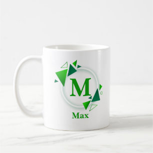 変更イニシャル名前を追加Green White Circle M N O P コーヒーマグカップ