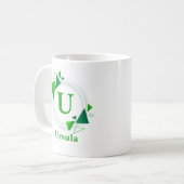 変更イニシャル名前を追加Green White Circle U V W コーヒーマグカップ (正面左)