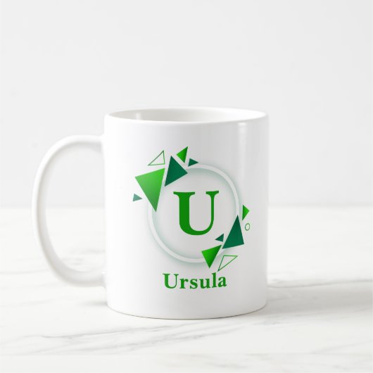 変更イニシャル名前を追加Green White Circle U V W コーヒーマグカップ (左)