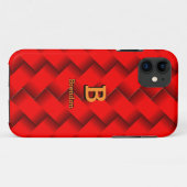 変更イニシャル名前を追加Red Metallic Strips Weave Case-Mate iPhoneケース (裏面(横))