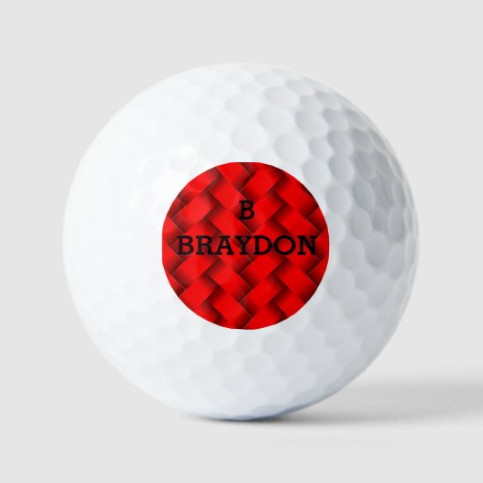 変更イニシャル名前を追加Red Woven Metalテクスチャ ゴルフボール (正面)