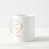 変更イニシャル名前を追加Red Yellow Squares A B C D コーヒーマグカップ (正面左)