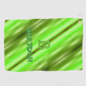 変更イニシャル名前ソフトグリーンオリーブストライプ ゴルフタオル (横)