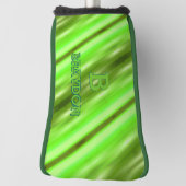 変更イニシャル名前ソフトグリーンオリーブストライプ ゴルフヘッドカバー (回転90)