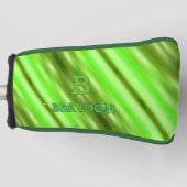 変更イニシャル名前ソフトグリーンオリーブストライプ ゴルフヘッドカバー (正面)