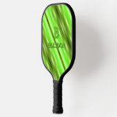 変更イニシャル名前ソフトグリーンオリーブストライプ ピックルボールラケット (左)