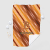 変更イニシャル名前ソフトブラウンタンベージュ金ゴールド ゴルフタオル (インサイチュ)