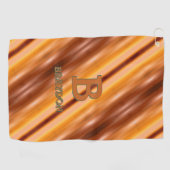 変更イニシャル名前ソフトブラウンタンベージュ金ゴールド ゴルフタオル (横)