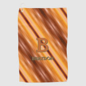 変更イニシャル名前ソフトブラウンタンベージュ金ゴールド ゴルフタオル (正面)