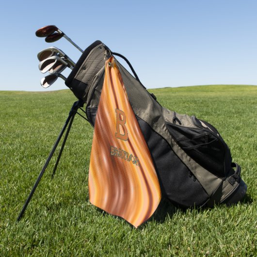 変更イニシャル名前ソフトブラウンタンベージュ金ゴールド ゴルフタオル (グリーン)