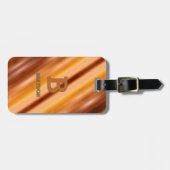 変更イニシャル名前ソフトブラウンタンベージュ金ゴールド ラゲッジタグ (正面横)