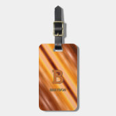 変更イニシャル名前ソフトブラウンタンベージュ金ゴールド ラゲッジタグ (正面縦)