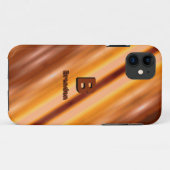 変更イニシャル名前ソフトブラウン斜ストライプ線 Case-Mate iPhoneケース (裏面(横))