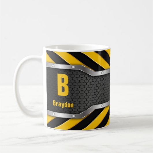 変更イニシャル名前A B C D E F Gセーフイエロー コーヒーマグカップ (左)