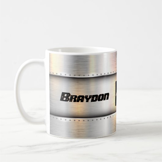 変更イニシャル名前A B C D E F G金属帯 コーヒーマグカップ (左)