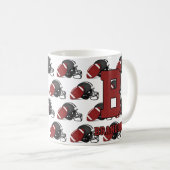 変更イニシャル名前A B C D E F G Football コーヒーマグカップ (正面右)