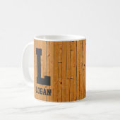 変更イニシャル名前H I J K L M N Woodパネルを追加 コーヒーマグカップ (正面左)