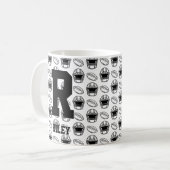 変更イニシャル名前O P Q R S T Football コーヒーマグカップ (正面左)