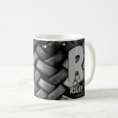 変更イニシャル名前O P Q R S T Old Tires コーヒーマグカップ (正面右)