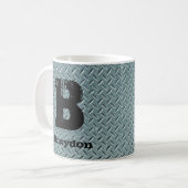 変更イニシャル追加名A B C D E F Gメタルプレート コーヒーマグカップ (正面左)