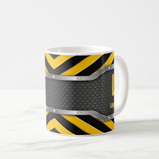 変更イニシャル追加名H I J K L M Nセーフイエロー コーヒーマグカップ (正面右)