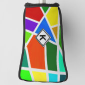 変更イニシャル、ジオメトリアートカラー三角形 ゴルフヘッドカバー (回転90)